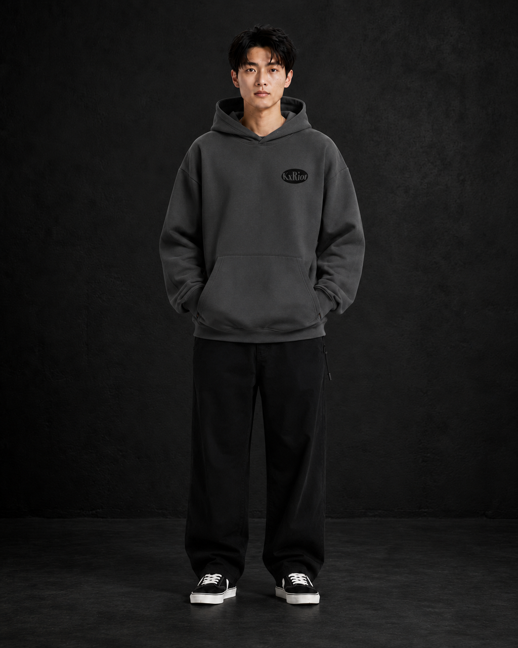 KxRiot Gray hoodie for school/outdoor teen boys minimalistic appeal