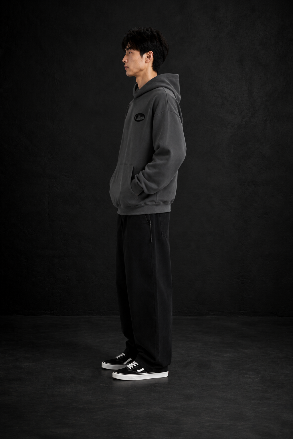 KxRiot Gray hoodie for school/outdoor teen boys minimalistic appeal